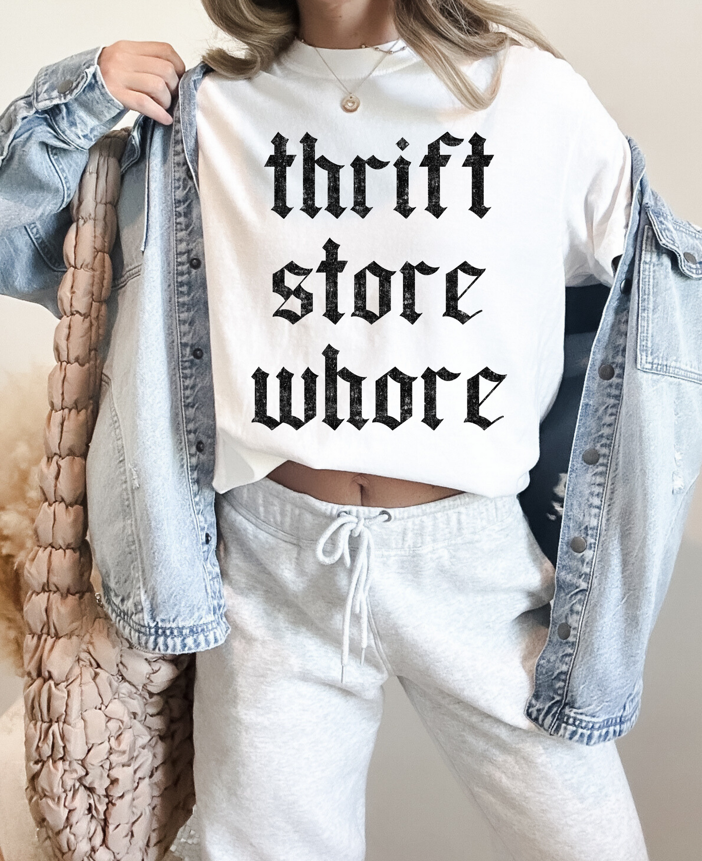 Thrift Store Whore White Tee