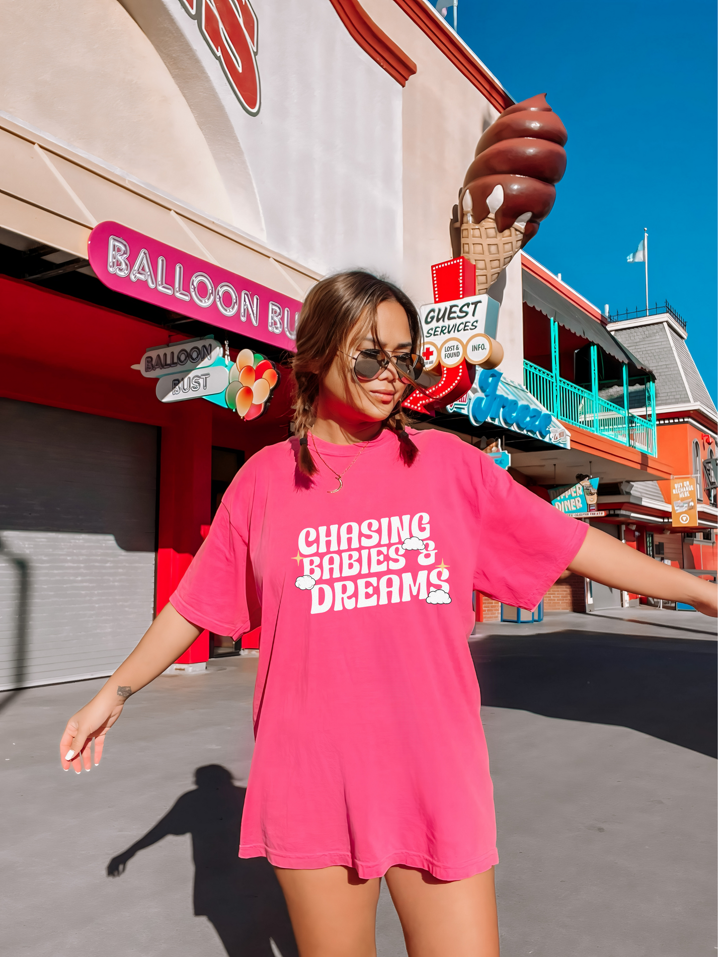 Chasing Babies and Dreams Neon Pink