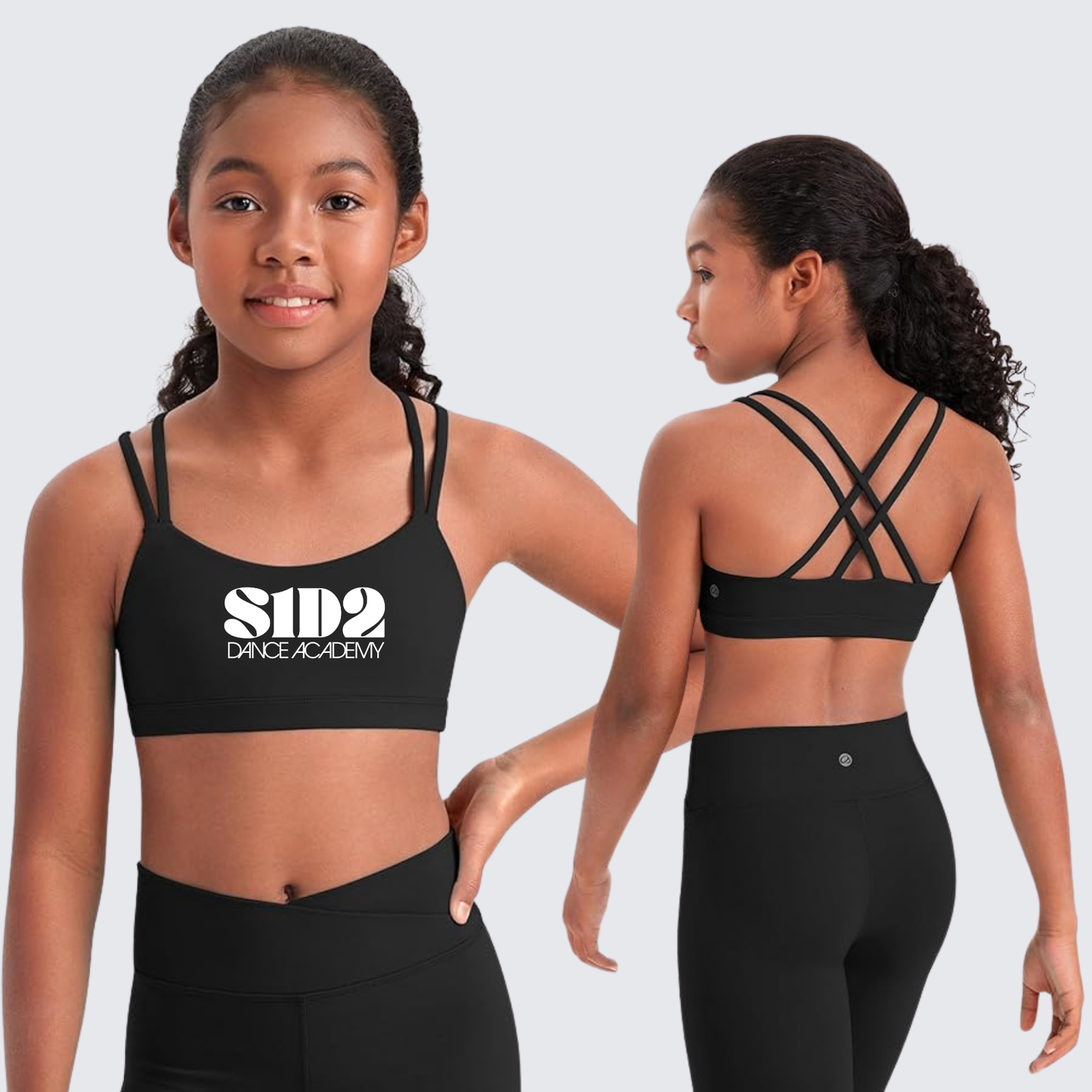 Youth Buttery Double Spaghetti Strappy Scoop Neck Sports Bra