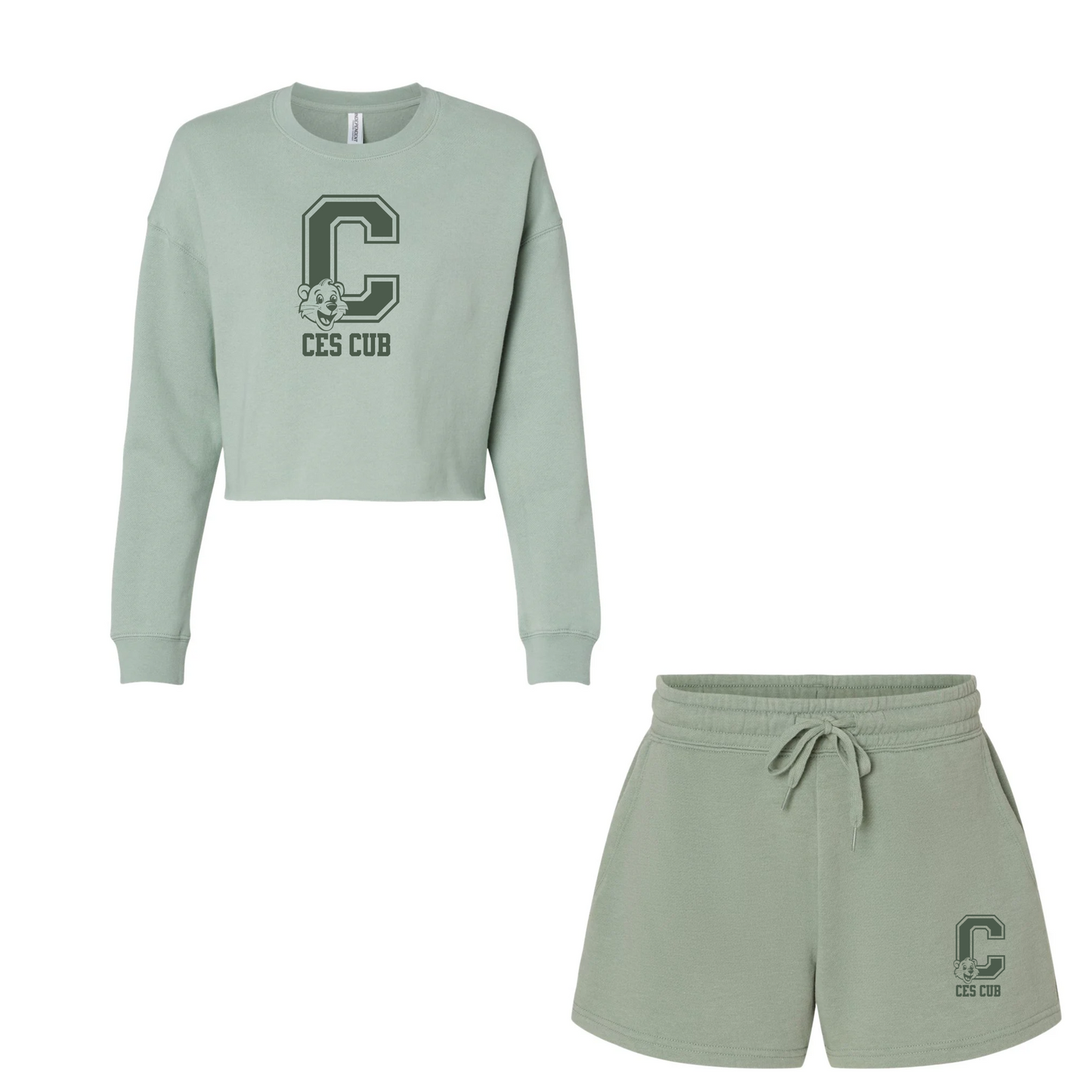 WOMEN'S CES CUBS CROPPED CREWNECK + SWEAT SHORTS SET