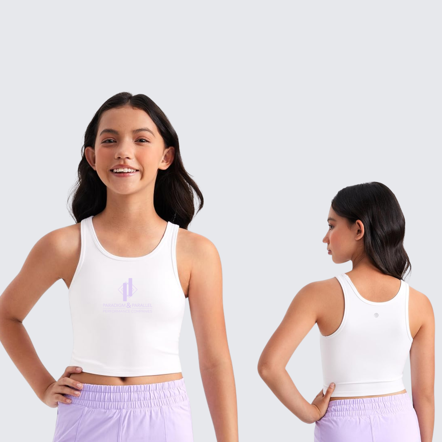 Youth Buttery Double Lined Tank Tops Crew Round Neck Back