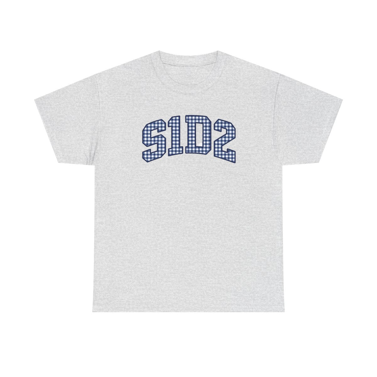 Grey with navy gingham tee