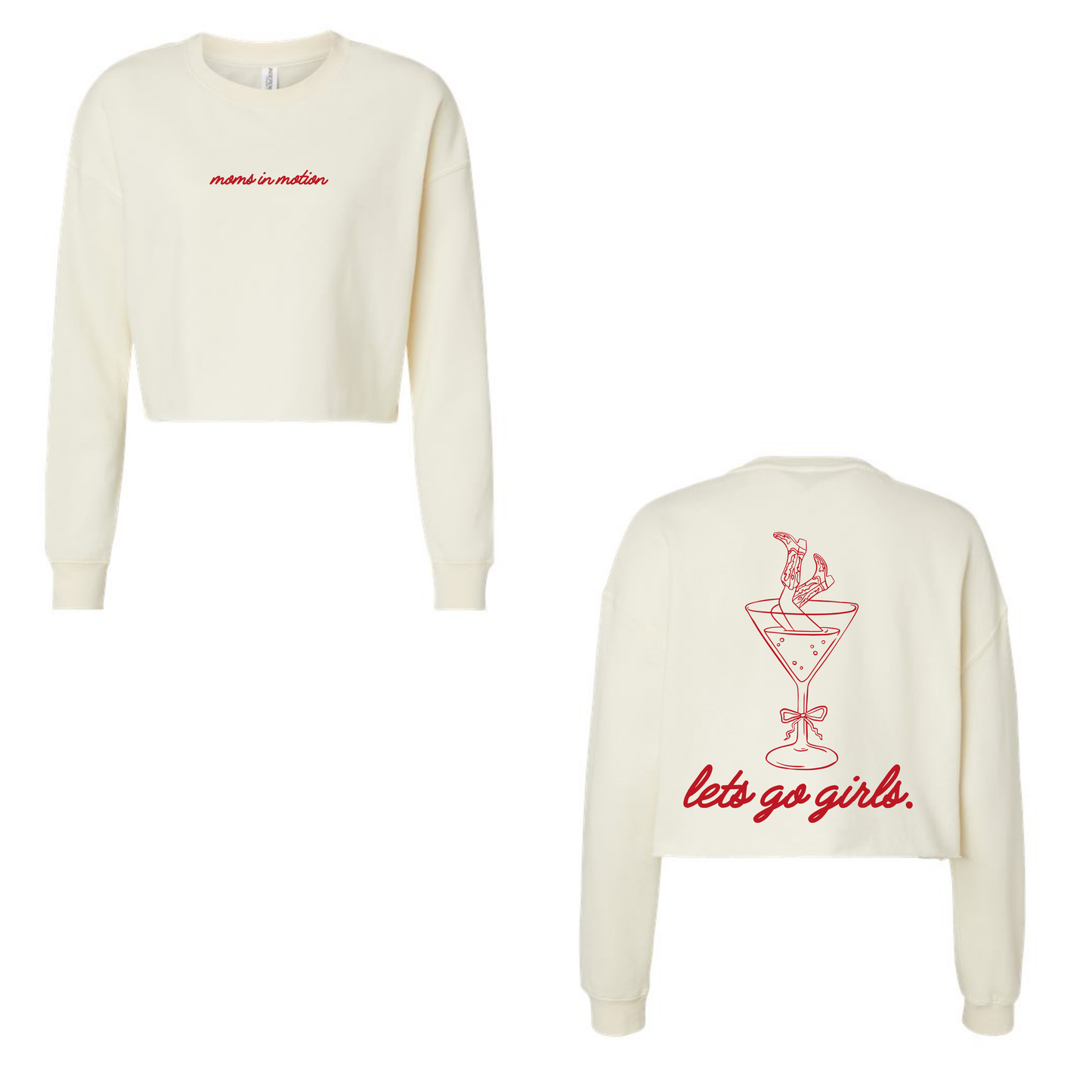 Moms In Motion Let's Go Girls Cropped Crewneck