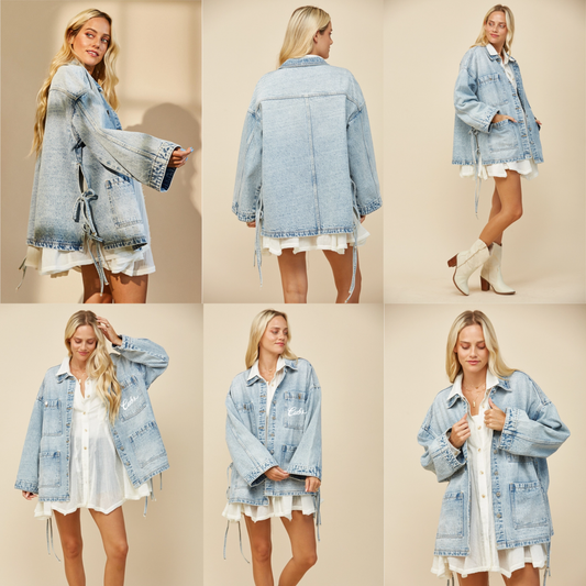 CES Cubs Tie Oversized Denim Jacket