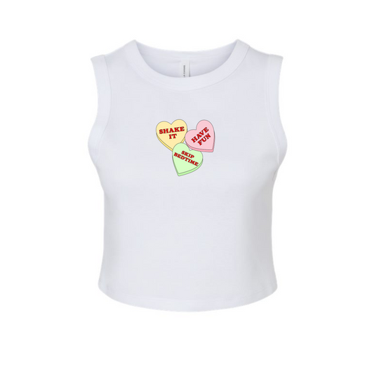 Moms In Motion Candy Hearts Cropped Tank