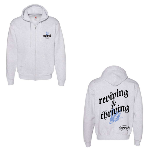 Reviving and Thriving Butterfly Adult Zip Up Hoodie