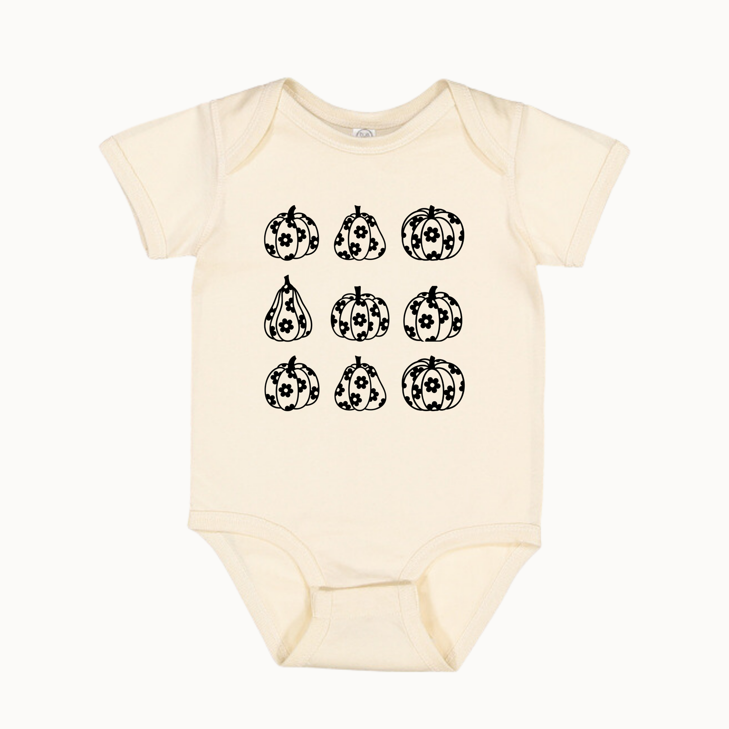 Flower Pumpkin Baby Onesie- Black