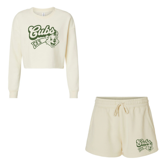 WOMEN'S CES CUBS CROPPED CREWNECK + SWEAT SHORTS SET