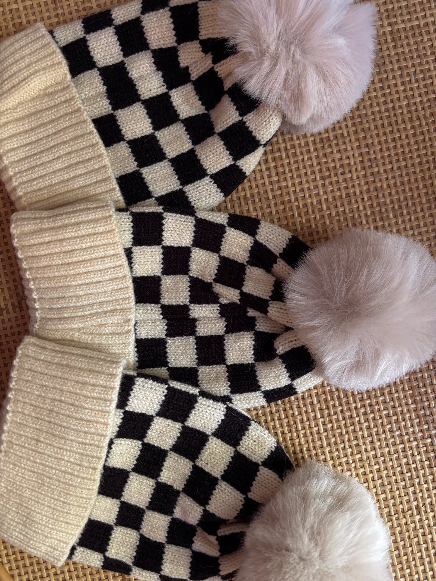 Checkered Pom Beanie