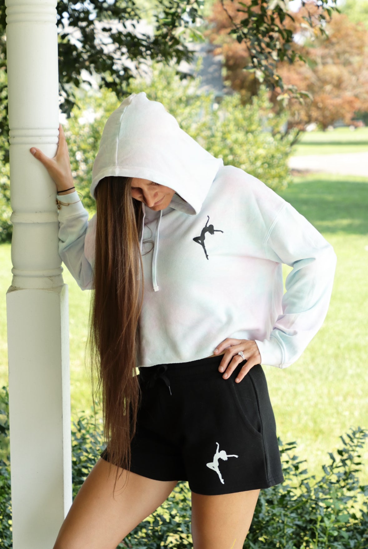 Moms In Motion Dancer Cotton Candy Lightweight Crop Hooded Sweatshirt