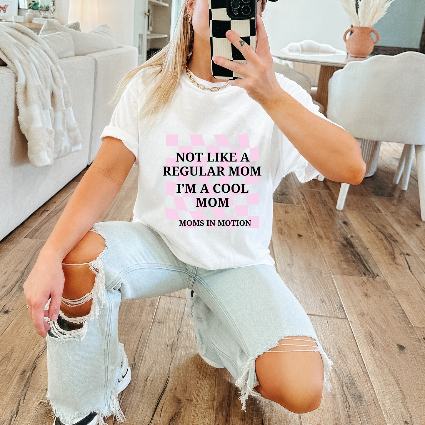 Not Like A Regular Mom Tee Pink Design