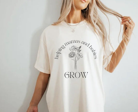 Helping Mamas and Babies Grow Ivory Tee/Black Writing