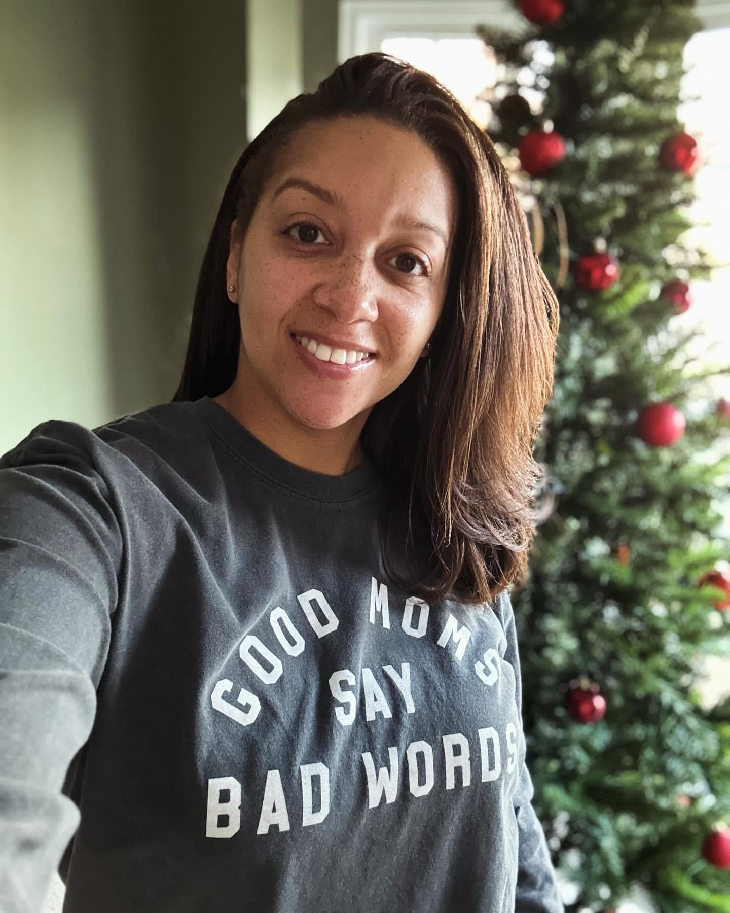 Good Moms Say Bad Words Long Sleeve Tee- Pepper