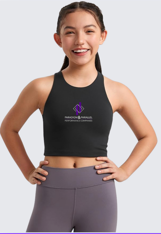 Youth Buttery Double Lined Tank Tops Waist Length High Neck Racerback