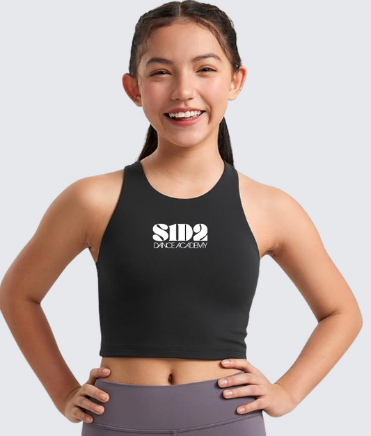 Youth Buttery Double Lined Tank Tops Waist Length High Neck Racerback